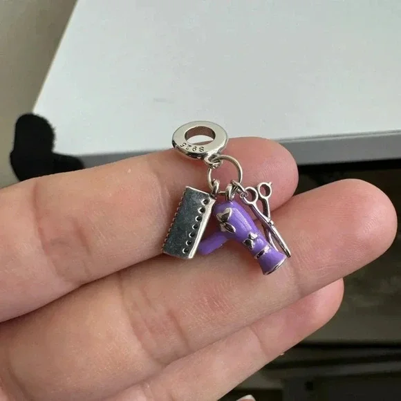 925 Sterling Silver Lady Hair Care Charm - Picture 5 of 10